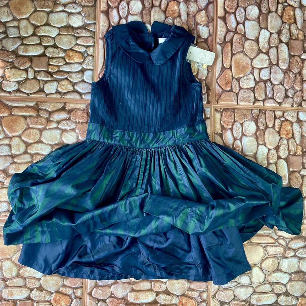 Brooks Brothers Fleece Girls Sleeveless Fit Flare Lined Sundress Gold Buttons 6